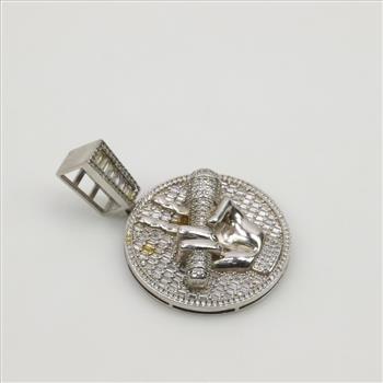 Sterling Silver Clear Stone Microphone Pendant