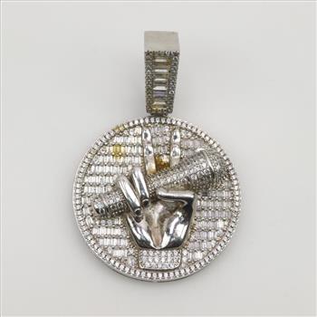 Sterling Silver Clear Stone Microphone Pendant