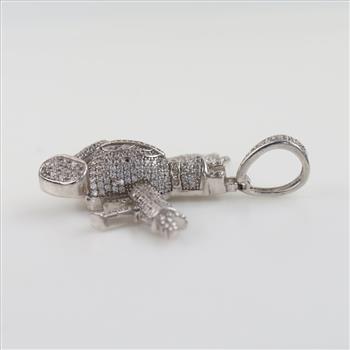 Sterling Silver Clear Stone Money Bag Pendant