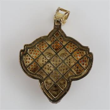 Sterling Silver Clear Stone Orange Stone Encrusted Red Enamel Accent Hollow Pennywise Pendant