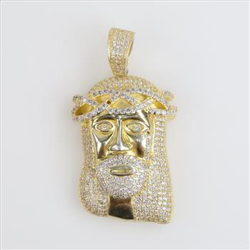 Sterling Silver Clear Stone Religious Pendant
