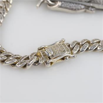 Sterling Silver Clear Stone Religious Pendant Bracelet