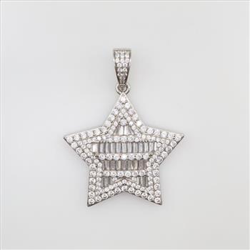 Sterling Silver Clear Stone Star Pendant