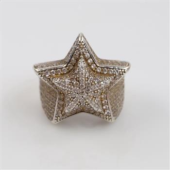 Sterling Silver Clear Stone Star Ring