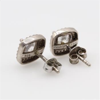 Sterling Silver Clear Stone Stud Earrings