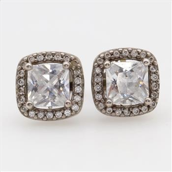 Sterling Silver Clear Stone Stud Earrings