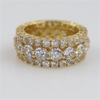 Sterling Silver Clear Stone Wide Eternity Band