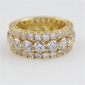 Sterling Silver Clear Stone Wide Eternity Band