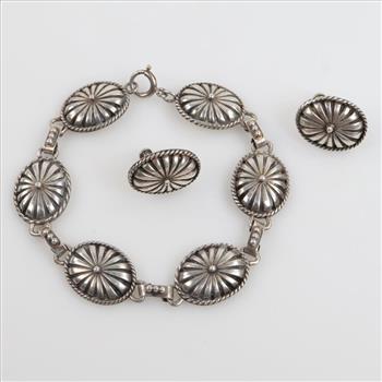 Sterling Silver Concho Jewelry, 3 Pieces