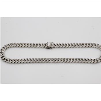 Sterling Silver Cubic Zirconia Curb Link Chain Necklace