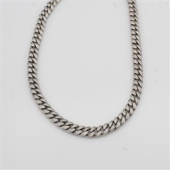 Sterling Silver Cubic Zirconia Curb Link Chain Necklace