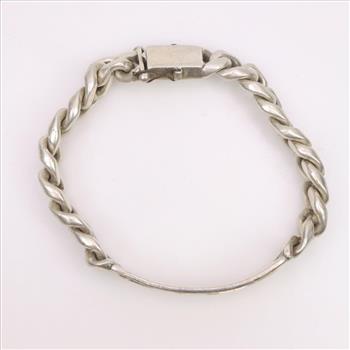 Sterling Silver Curb Chain Name Plate Bracelet