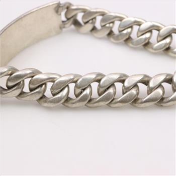 Sterling Silver Curb Chain Name Plate Bracelet