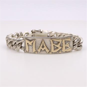 Sterling Silver Curb Chain Name Plate Bracelet