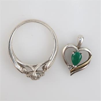 Sterling Silver Diamond Accent Jewelry, 2 Pieces
