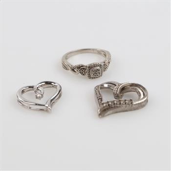 Sterling Silver Diamond Accent Jewelry, 3 Pieces