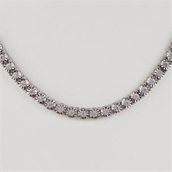 Sterling Silver Diamond Accent Tennis Necklace