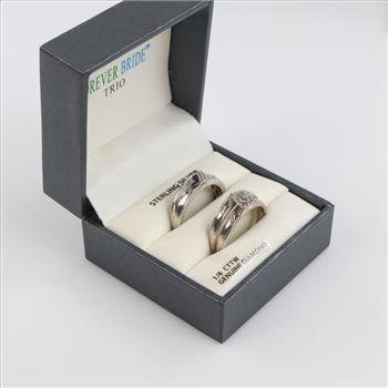 Sterling Silver Diamond Accent Wedding Set, 3 Rings
