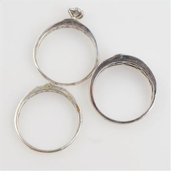 Sterling Silver Diamond Accent Wedding Set, 3 Rings