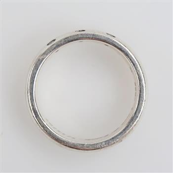 Sterling Silver Diamond And Red Stone Ring