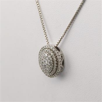 Sterling Silver Diamond Box Necklace