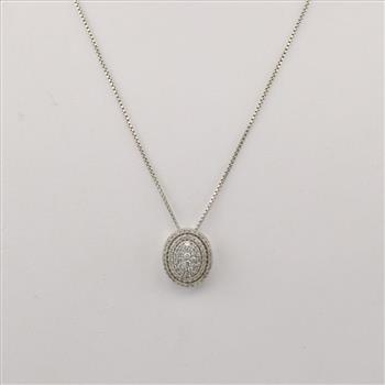 Sterling Silver Diamond Box Necklace