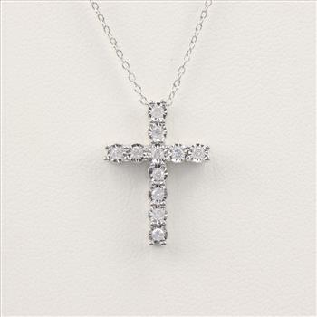 Sterling Silver Diamond Cross Necklace