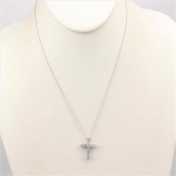 Sterling Silver Diamond Cross Necklace