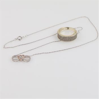 Sterling Silver Diamond Jewelry, 2 Pieces