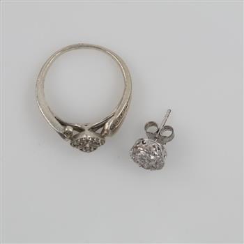 Sterling Silver Diamond Jewelry, 2 Pieces