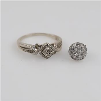 Sterling Silver Diamond Jewelry, 2 Pieces