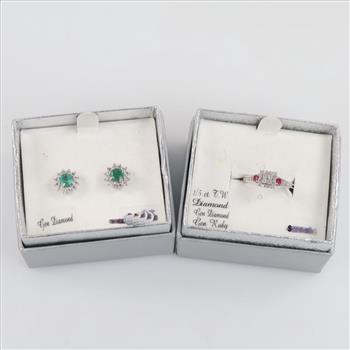 Sterling Silver Diamond Jewelry, 3 Pieces