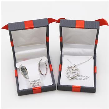 Sterling Silver Diamond Jewelry, 3 Pieces