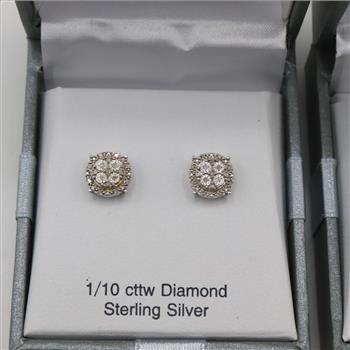Sterling Silver Diamond Jewelry, 4 Pieces