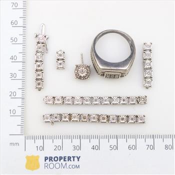 Sterling Silver Diamond  Jewelry, 7 Pieces