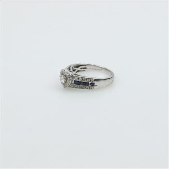Sterling Silver Diamond Sapphire Heart Ring