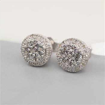 Sterling Silver Diamond Stud Earrings