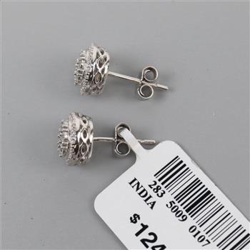 Sterling Silver Diamond Stud Earrings