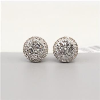 Sterling Silver Diamond Stud Earrings