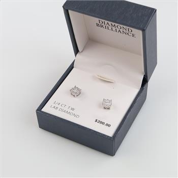 Sterling Silver Diamond Stud Earrings