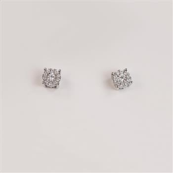 Sterling Silver Diamond Stud Earrings