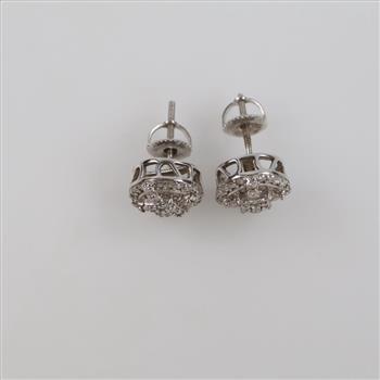 Sterling Silver Diamond Stud Earrings