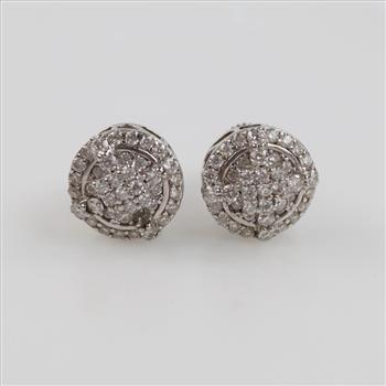 Sterling Silver Diamond Stud Earrings