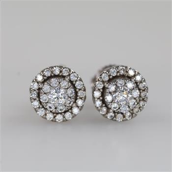Sterling Silver Diamond Stud Earrings