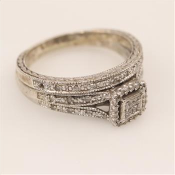 Sterling Silver Diamond Wedding Set