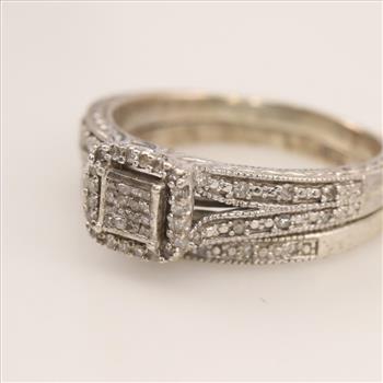 Sterling Silver Diamond Wedding Set