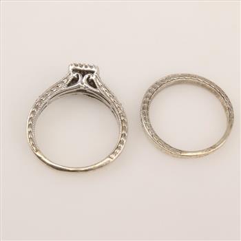 Sterling Silver Diamond Wedding Set