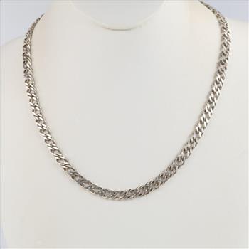 Sterling Silver Double Curb Chain Necklace