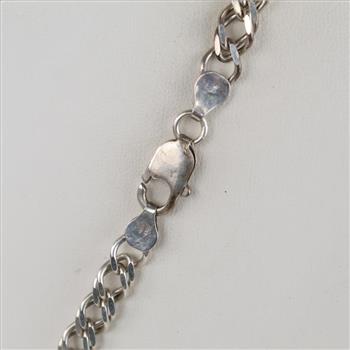 Sterling Silver Double Curb Chain Necklace