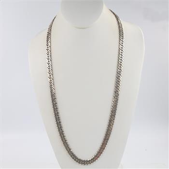 Sterling Silver Double Curb Chain Necklace